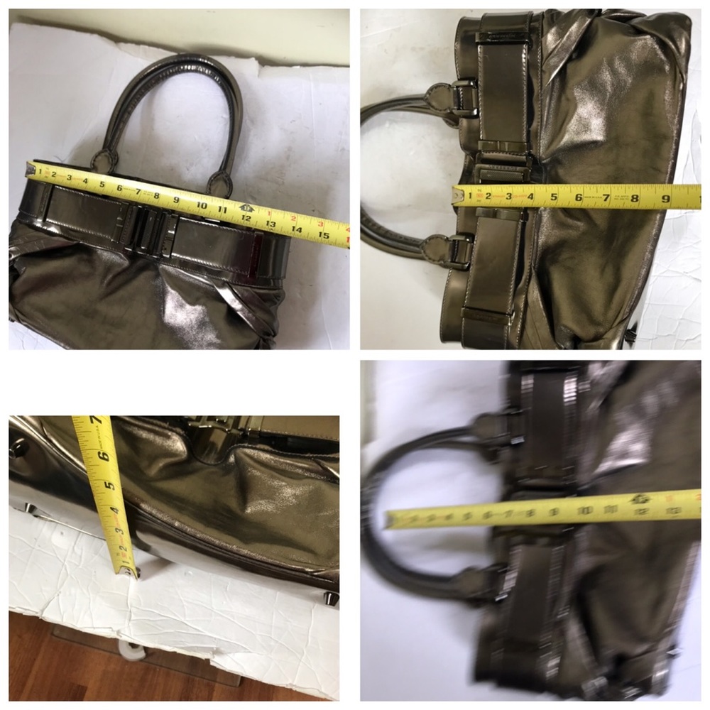 Burberry Knotted Healy Tote Leather Metallic Shoulder Bag Nova Check Handbag Zip - Picture 16 of 16